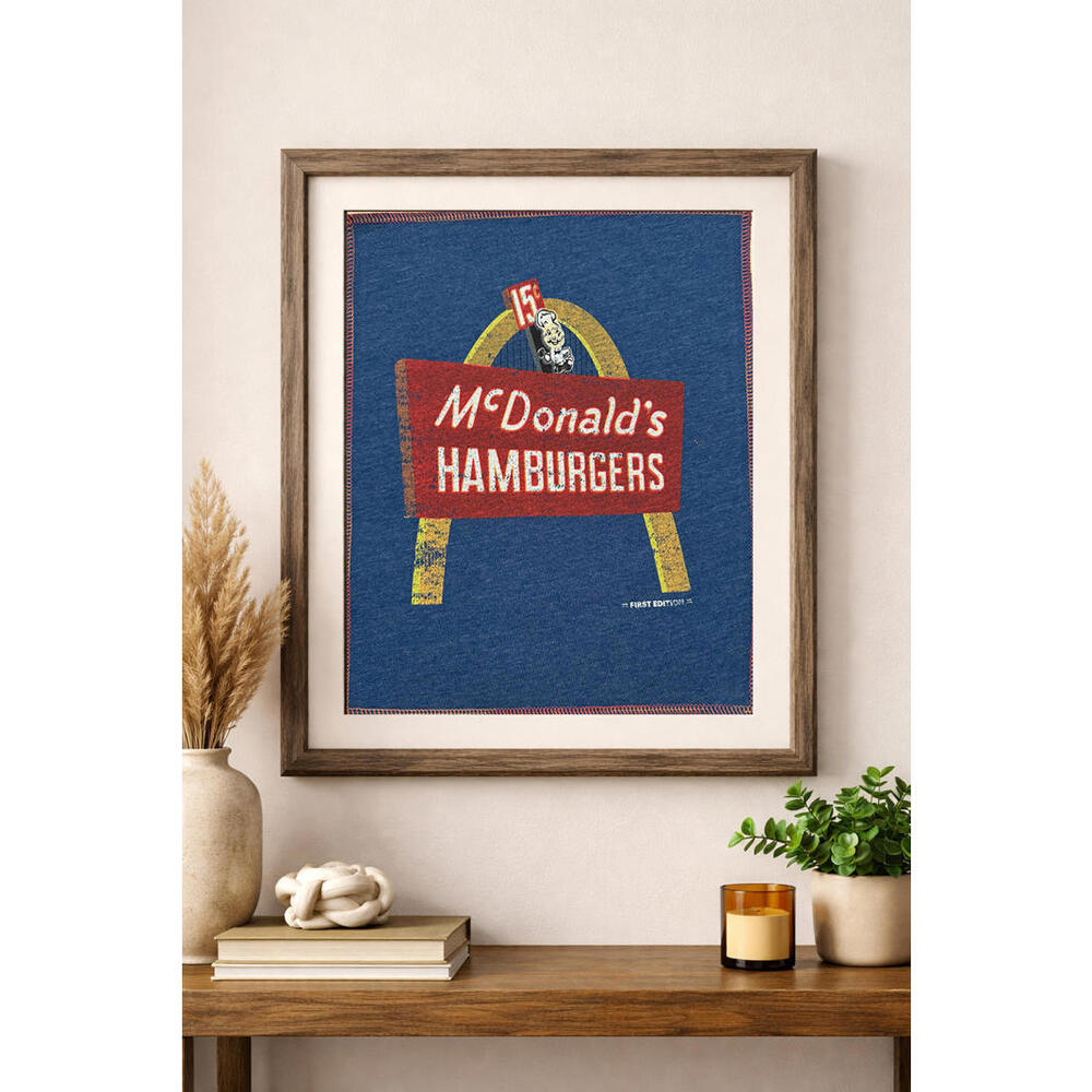 two face threads retro mcdonalds smalls patch wall art custom‎ upcycled 11x13